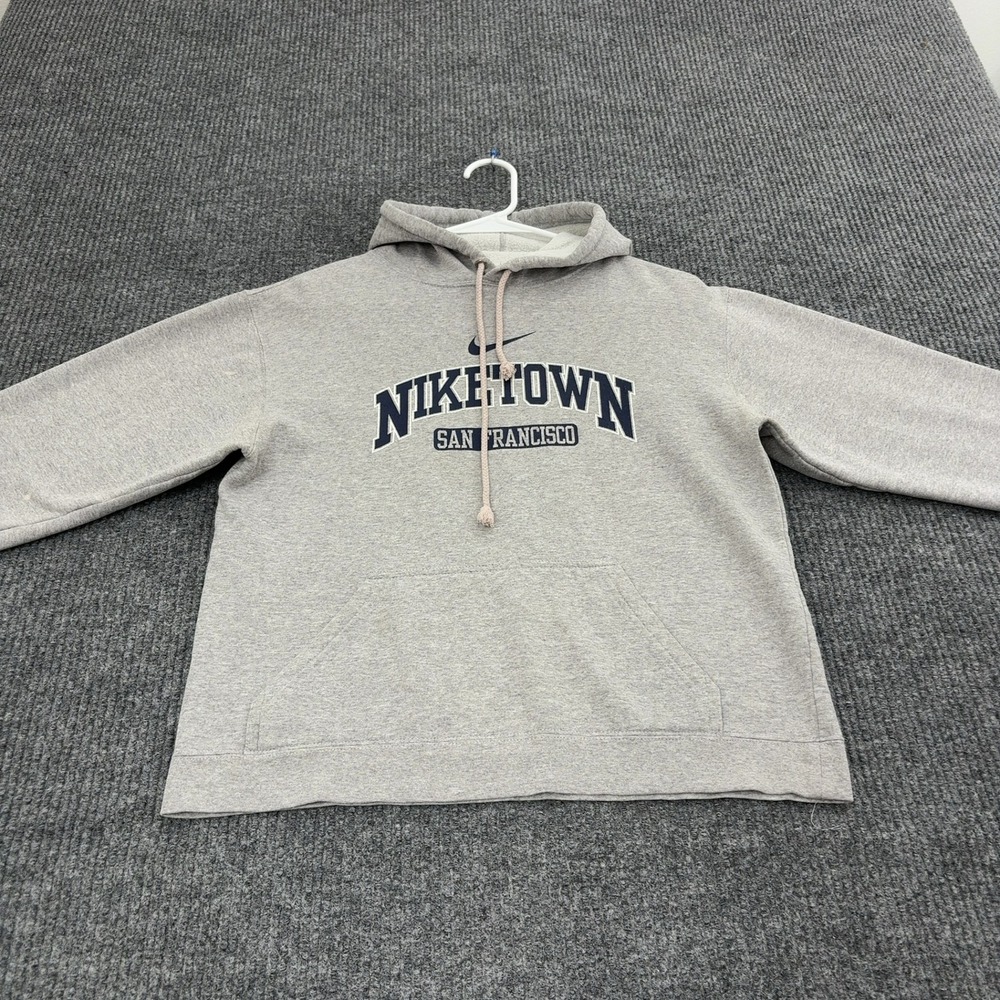 Vintage Nike Hoodie Mens Grey Cotton‎ Niketown San Francisco Pullover Streetwear